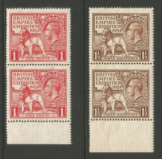 Kgv 1924 British Empire Exhibition Set In Pairs Unmounted Sg430 - Sg431