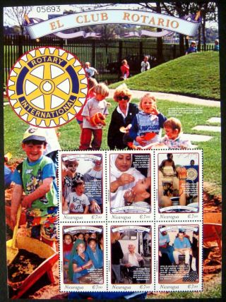 2000 Mnh Nicaragua Rotary Stamps Sheet Of 6 Rotary International Club