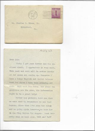 1942 Chapel Hill,  North Carolina Canceled Cover And Contents