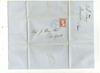 1852 Folded Letter,  W/scott 11,  Apalachicola,  Fl,  From Dan Day