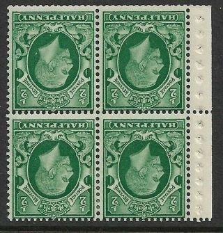Gb - Kgv 1934 1/2d Green Muh & Mh Wm Inverted Booklet Pane Of 4 Sg 439wi