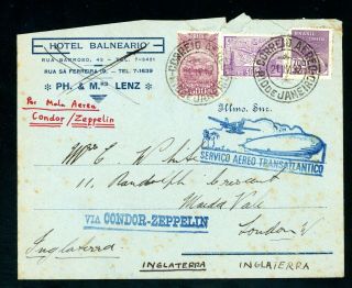 Brazil 1932 Condor - Zeppelin Cover To London (minor Faults At Top) (s579)