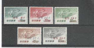 Ryukyu Japan 1959 Surcharged Airmails Nh Set