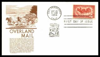 Mayfairstamps Us Fdc 1958 San Francisco Overland Mail California First Day Cover