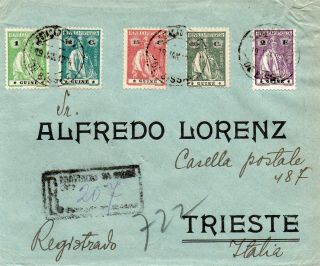 Portuguese Colonies Guine 1924 Registered Cover From Bissau To Trieste