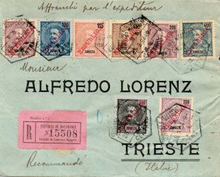 Zambezia 1924 Registered Cover From Lourenco Marques Province To Trieste