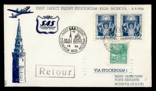 Dr Who 1956 Germany Ddr First Flight Sas Berlin To Moscow Russia E49306