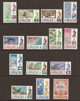 Gibraltar Qeii 1960 - 62 Sg160/173 Definitives Set Mnh (jb7785)