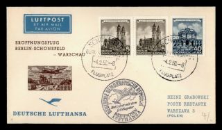 Dr Who 1956 Germany Ddr First Flight Lufthansa Berlin To Warsaw Poland E49295