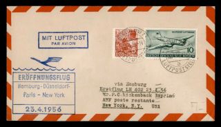 Dr Who 1956 Germany Ddr First Flight Lufthansa Berlin To York Usa E49294