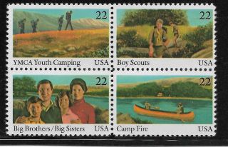 Scott 2160 - 63 Us Stamp 1985 22c International Youth Year Mnh Block Of 4