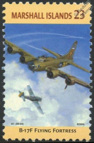 Wwii Usaaf Boeing Flying Fortress B17 - F Bomber Aircraft Stamp (marshall Islands)