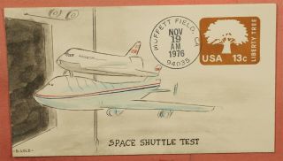 1976 Enterprise Space Shuttle Test Moffett Field Doris Gold Handpainted Cachet