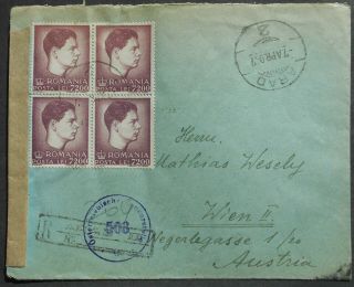 Romania 1947 Cover From Arad To Austria Censor Mark 503 Multiple Stamps Franking