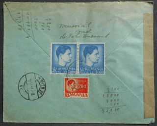 Romania 1947 Cover from Arad to Austria censor mark 503 Multiple stamps franking 3