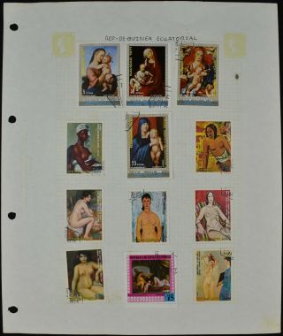 Equatorial Guinea Album Page Of Stamps V8677