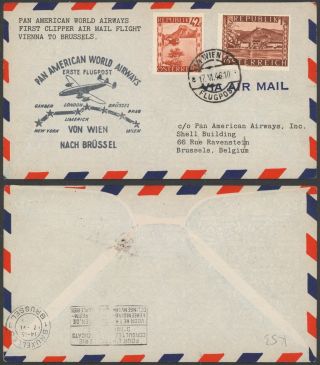 Austria 1946 - Air Mail Cover Flight Vienna Brussels Belgium 30528/37