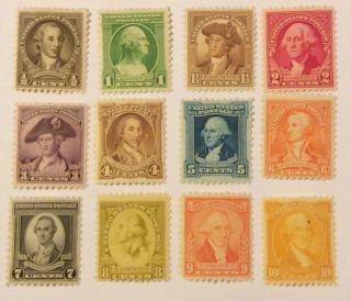 Us Stamps 704 - 715 - Washington Bicentennial - Set Of 12 - - Mh