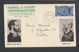Ireland 1946 Davitt & Parnell Illustrated First Day Cover Fdc To Dublin