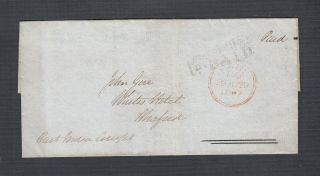 Uk Ireland 1847 Stampless Folded Letter Sfl Wexford Penny Post 1d Paid