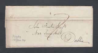 Uk Ireland 1834 Stampless Folded Letter Sfl Newry To Dublin