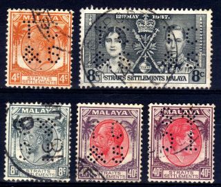 Malaya Perfins: Tc/&s Thomas Cook & Sons Selection,  6 Stamps