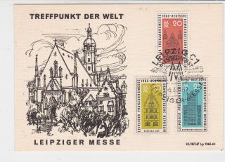 Germany Leipziger Fair 1963 Town Illustration Buildings Stamps Card Ref 30386