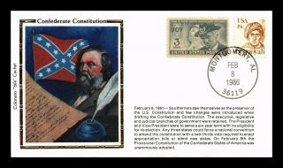Us Covers Confederate Constitution Colorano Silk Cachet Civil War