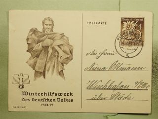 Dr Who 1939 Germany Flensburg Relief Semi Post Postal Card E41678