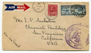 Canada / Usa Airmail Ffc 1926 Victoria To Seattle To Los Angeles - Dual Franking