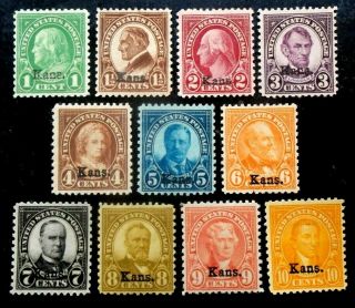 Buffalo Stamps,  Scott 658 - 668 Kansas Overprints,  Most Mnh/og & Vf,  Cv = $385