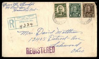 Mayfairstamps Canada Hamilton Registered To Us Lakewood Oh Cover Wwb44491