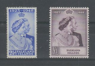 Falkland Islands,  1948 Silver Wedding Set Mh,  Sg 166 - 167
