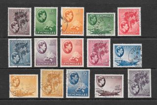 1938 King George Vi Sg135 To Sg144 Set Of 15 Stamps Fine Seychelles