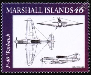 Usaac Curtiss P - 40 Warhawk Fighter Aircraft Design Stamp