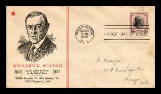 Dr Jim Stamps Us Woodrow Wilson High Value Fdc Cover Washington Dc Scott 832