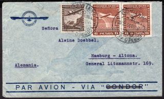 316 Chile To Germany Air Mail Cover 1939 Santiago - Hamburg