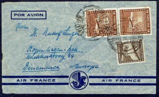 2478 Chile To Denmark Air Mail Cover 1938 Air France Santiago - Kopenhagen