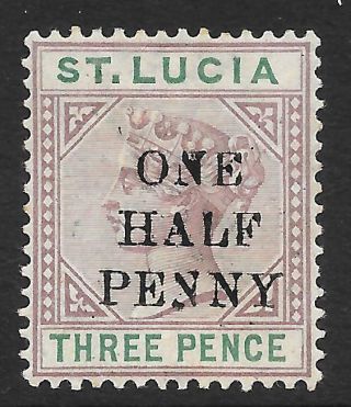 St Lucia 1891 - 92 ½d On 3d Dull Mauve & Green Sg 56
