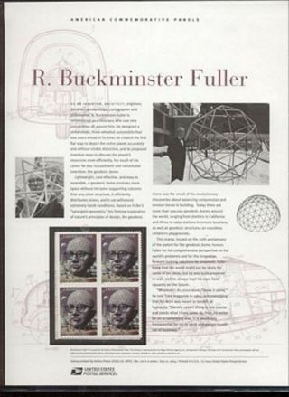 3870 37c R.  Buckminster Fuller Usps 716 Commemorative Stamp Panel