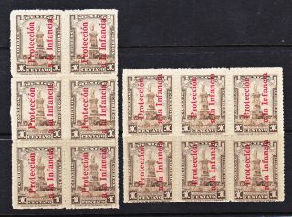 Mexico 1929 Postal Tax Stamps Ra4 2 Blocks Of 6 (a1517)