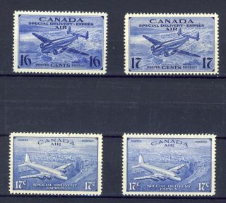 4x Canada Airmail Special Delivery Stamps Ce1 To Ce4 Mnh Vf Guide Value = $35.  00