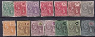 British Virgin Is 1922 - 28 S G 86 - 100 Var/values To 2/6 Mh Toned Gum To Most