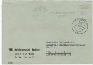 German Democratic Rep 1968 Stassfurt Cancel Central Courier Stamps Cover Rf24409