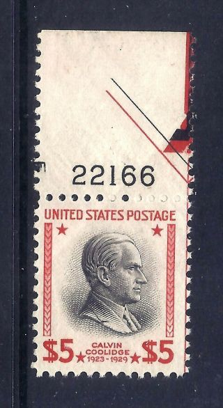Us Stamps - 834 - Mnh - $5 Calvin Coolidge Issue - Cv $75 - Pl Sgl