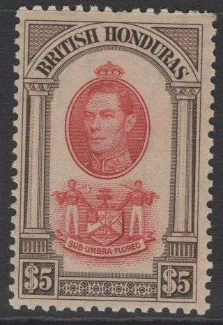 British Honduras Sg161 1938 $5 Scarlet & Brown Mtd