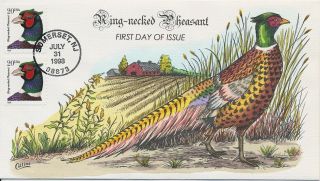 3055 Ring - Necked Pheasant Hand Painted Fred Collins Cachet First Day Cover
