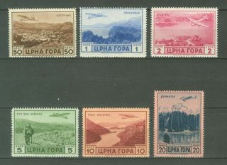 Montenegro 1943 Italian Occ.  Wwii - Airmail Post Landscapes Mi.  62/67 Mnh Set