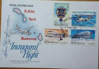 1983 Montserrat Aviation Services First Flight Cover Signed By Pilot