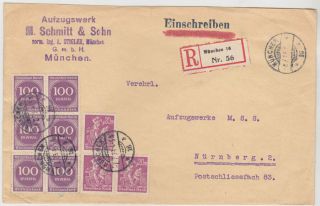 Germany Dr 1923 (7.  7. ) Reg.  Inflat.  Cover 2 Nd.  Rate MÜnchen To NÜrnberg (correct)